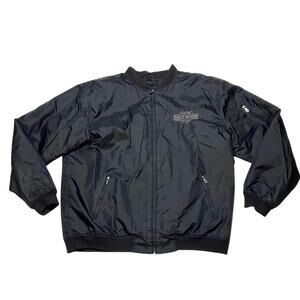 Harley-Davidson Bomber Jacket Embroidered Logo Tall 2XL Black Nylon Soft Shell